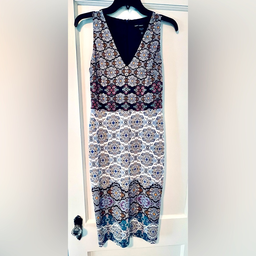 Maggy London Multicolor Patterned Midi Dress